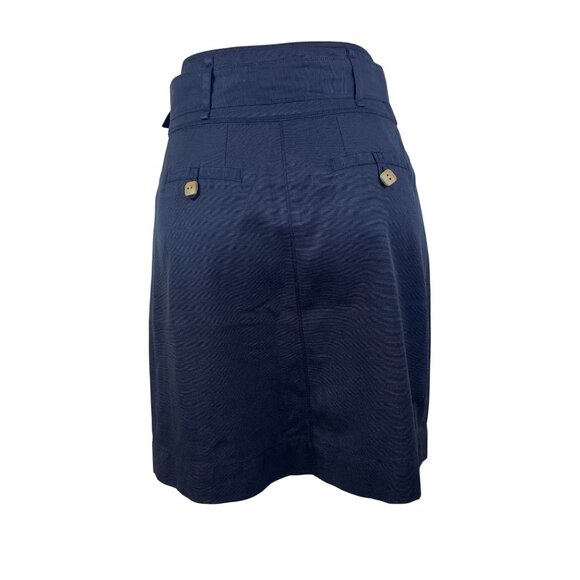 Women’s Grey Cotton High Waist Belted Skirt With Buttons - Picture 3 of 7